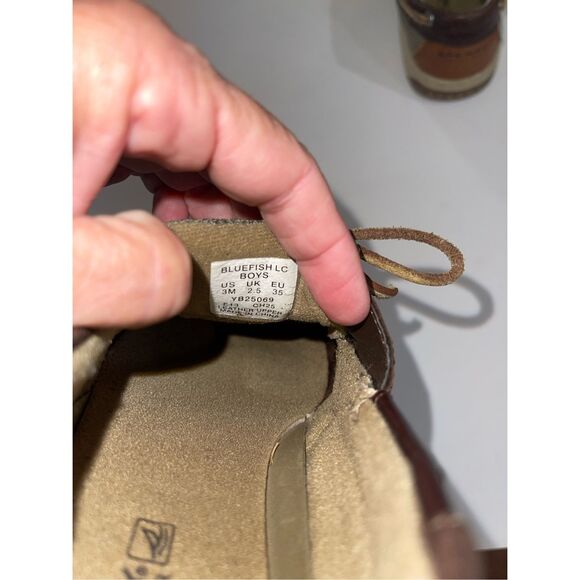 kids Sperry Top-Sider Bluefish‎ 2-Eye Boat Shoes boys Sz 3 Boys Dark Leather A41 - Picture 8 of 8